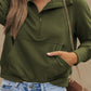 Sea Green Fleece Lined Zip Up Stand Collar Thumbhole Sleeve Sweatshirt