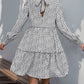 Perfee Frill Printed Mock Neck Long Sleeve Mini Dress