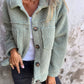 Full Size Fuzzy Button Up Drop Shoulder Jacket