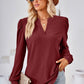 V-Neck Puff Sleeve Blouse