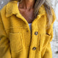 Full Size Fuzzy Button Up Drop Shoulder Jacket