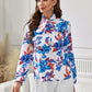 Floral Tie Neck Long Sleeve Blouse