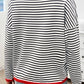 Devine Striped Round Neck Dropped Shoulder Sweater