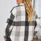 Plus Size Plaid Button Up Collared Neck Jacket