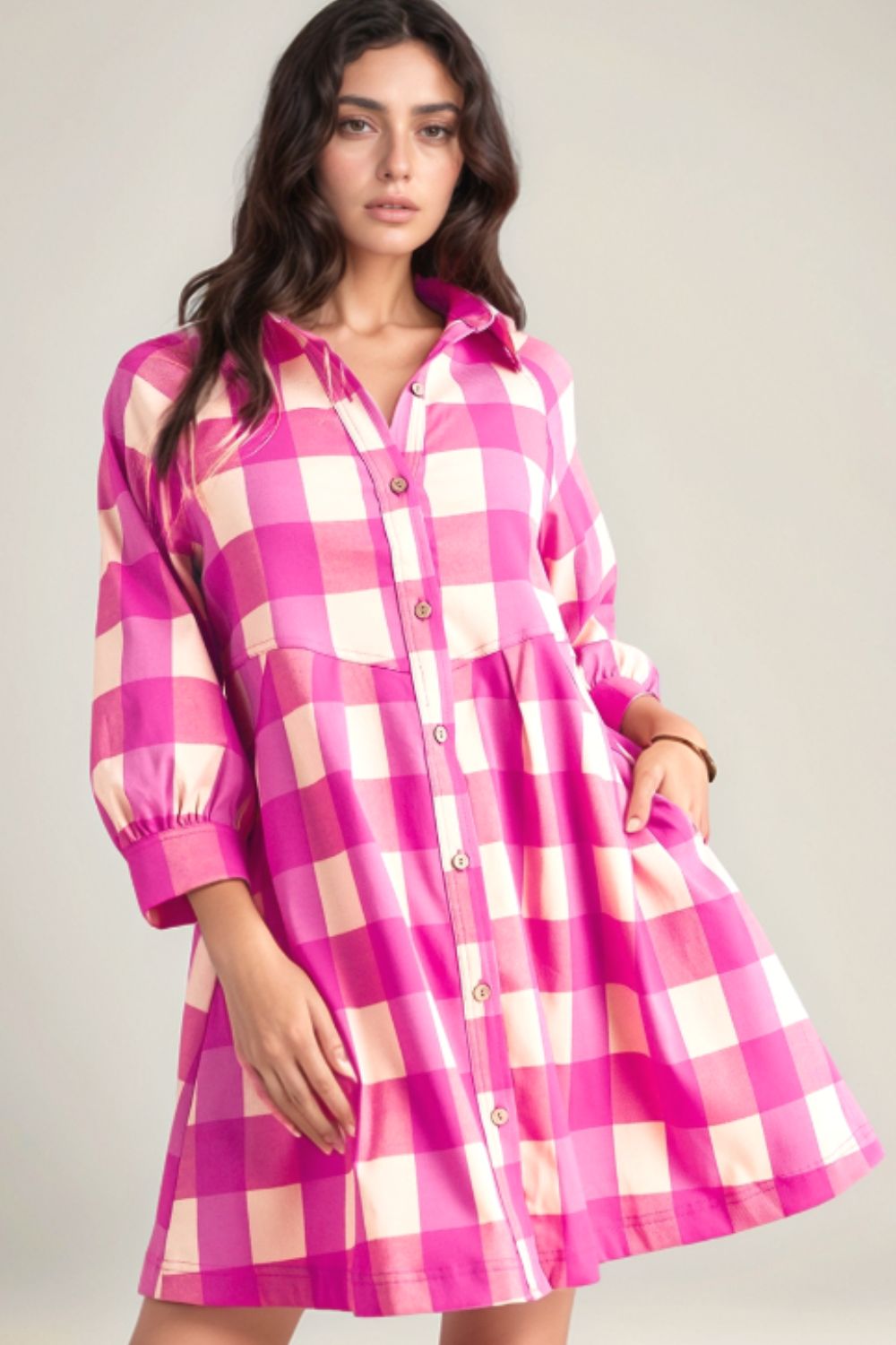 Pink Plaid Shirt Dress—All Heart—Valentine's Day Collection