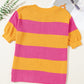 Color Block Round Neck Short Sleeve Knit Top