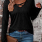 Crisscross V-Neck Long Sleeve T-Shirt