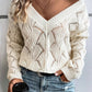 Openwork V-Neck Long Sleeve Sweater