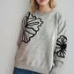 Flower Round Neck Long Sleeve Sweater