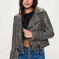 Coalition LA Zip Up Biker Jacket with Belt