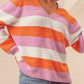 Color Block V-Neck Long Sleeve Sweater