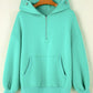 Mint Green Half Zip Kangaroo Pocket Drop Shoulder Hoodie