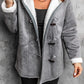 Full Size Pocketed Long Sleeve Hooded Toggle Jacket