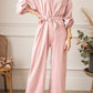 V-Neck Balloon Sleeve Wide Leg Jumpsuit