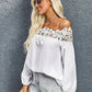 Lace Trim Textured Off-Shoulder Blouse