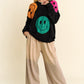 Davi & Dani Contrast Smile Round Neck Oversize Sweater