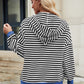 Drawstring Striped Zip Up Long Sleeve Hoodie