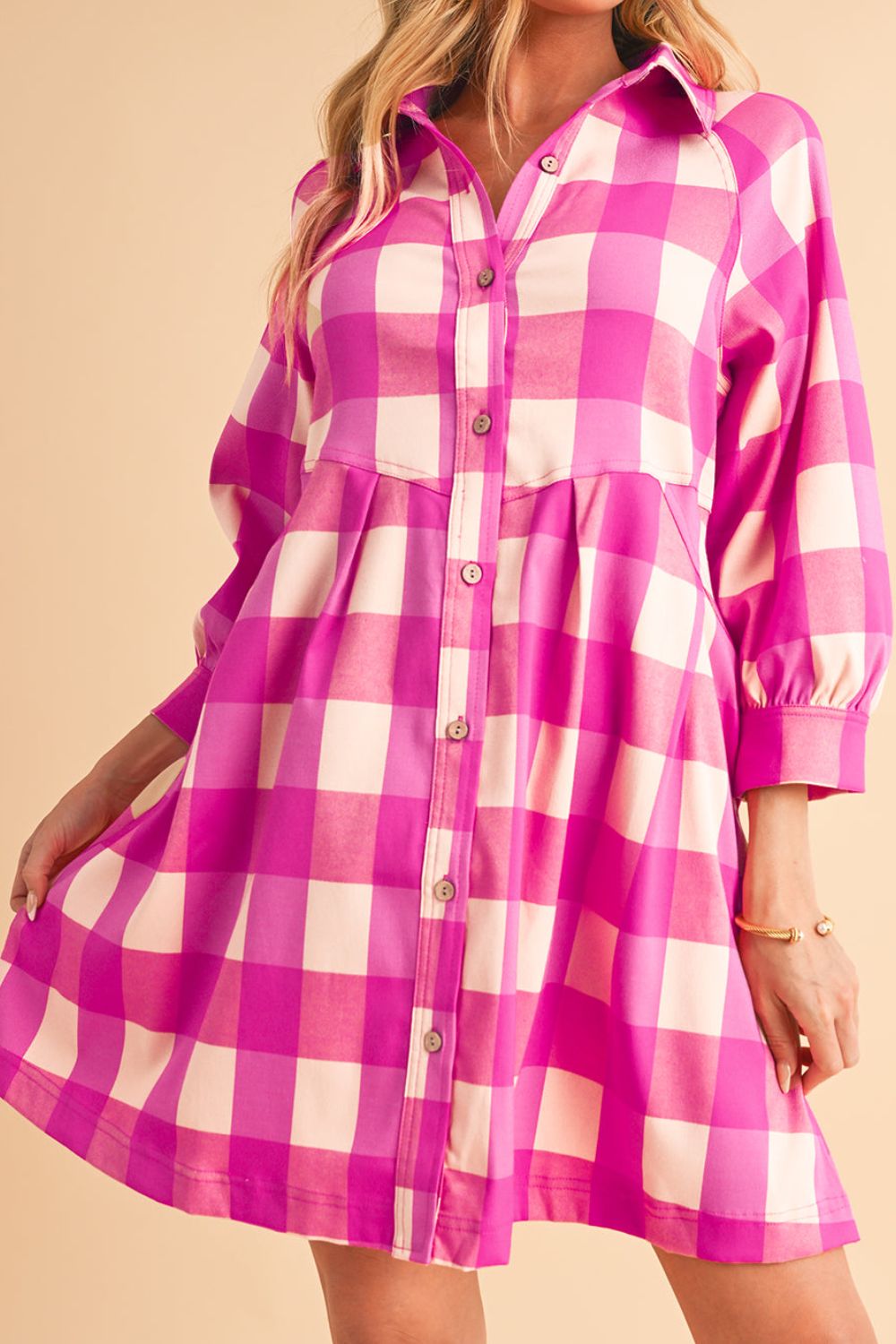 Pink Plaid Shirt Dress—All Heart—Valentine's Day Collection