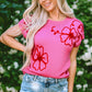 Crochet Flower Round Neck Cap Sleeve Sweater