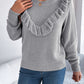 Ruffled Round Neck Long Sleeve Sweater