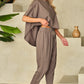 Simply Taupe High Low Boxy Fit Tee and Crop Pants Set