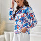 Floral Tie Neck Long Sleeve Blouse