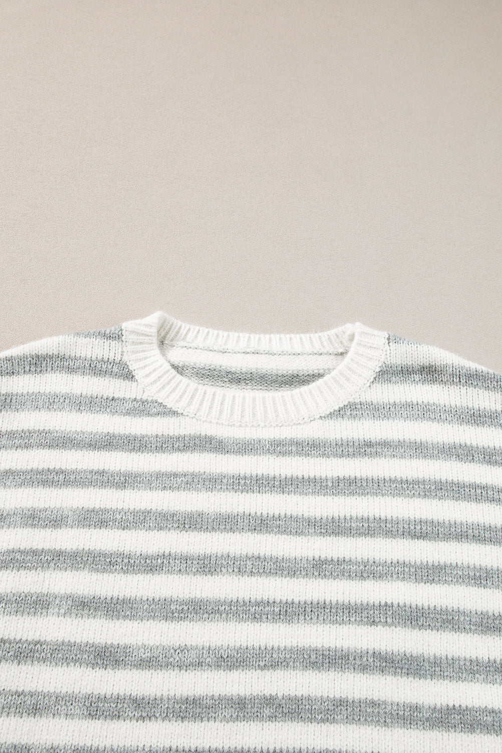 Striped Round Neck Dropped Shoulder Sweater