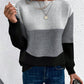 Color Block Drop Shoulder Long Sleeve Sweater