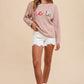 Annie Wear HELLO Embroidered Raglan Sleeve Sweater