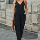 Textured Sleeveless V-Neck Pocketed Casual Jumpsuit