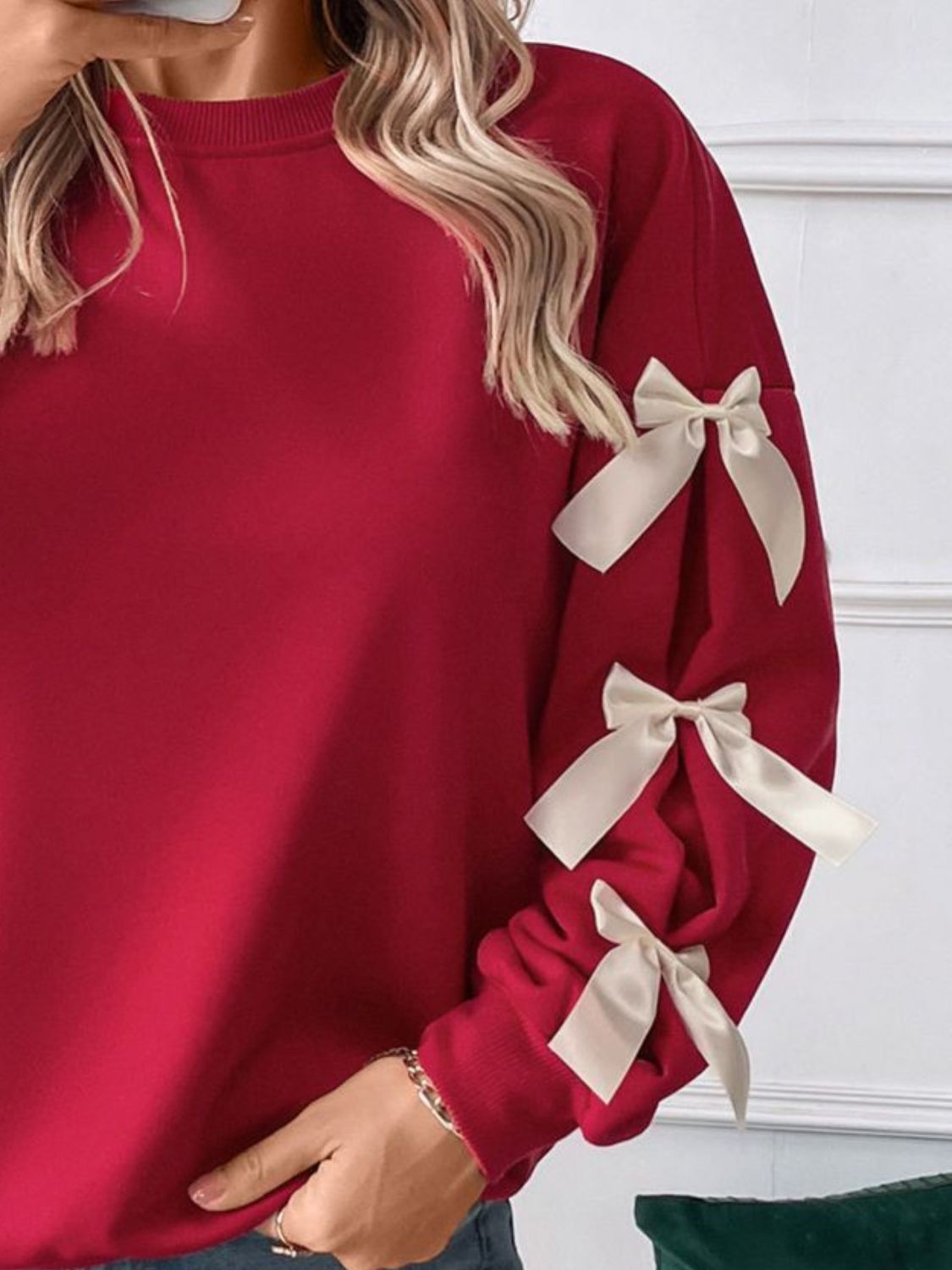 Bow Long Sleeve Sweatshirt