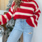 Striped Turtleneck Long Sleeve Cropped Sweater