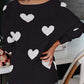 Heart Scoop Neck Long Sleeve Sweater