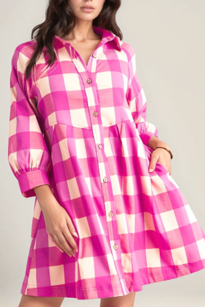 Pink Plaid Shirt Dress—All Heart—Valentine's Day Collection