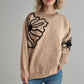 Flower Round Neck Long Sleeve Sweater