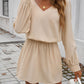 Devine Cutout V-Neck Long Sleeve Mini Dress