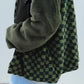 Pocketed Checkered Collared Neck Snap Down Jacket