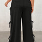 Plus Size Bow Elastic Waist Wide Leg Pants