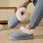 Faux Fur Round Toe Platform Slippers