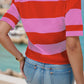 Color Block Round Neck Short Sleeve T-Shirt