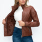 YMI Faux Layered Double-Zipper Jacket with Fuzzy Hood