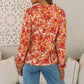 Floral Notched Balloon Sleeve Blouse