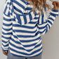 Drawstring Striped Long Sleeve Hooded Sweater