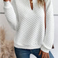 Notched Long Sleeve Sweatshirt