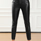 Zip Up PU Leather Skinny Cropped Pants