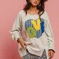 BiBi LOVE Heart Patch Slit French Terry Sweatshirt