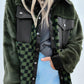 Pocketed Checkered Collared Neck Snap Down Jacket