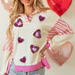 Valentine’s Day Sequin Heart Pattern Long Sleeve Sweatshirt