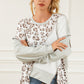 Leopard Exposed Seams Round Neck Sweatshirt