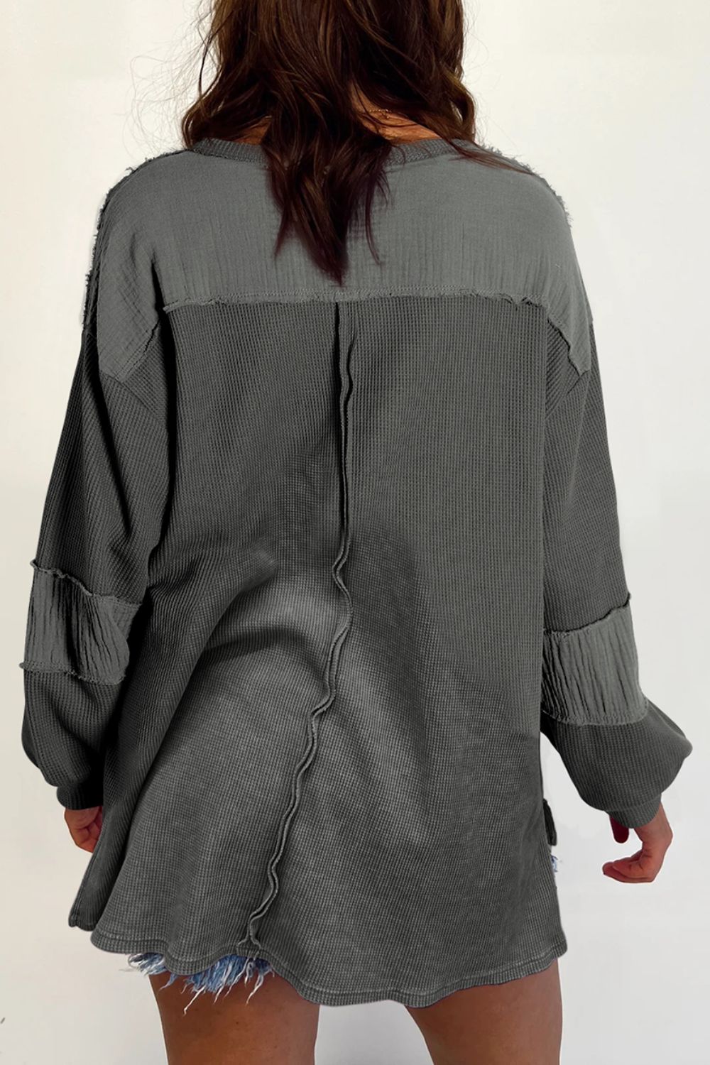 Exposed Seam Oversized Long Sweatshirt